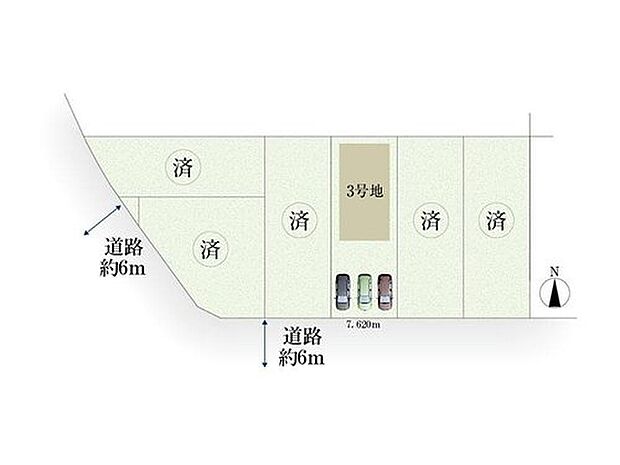 全体区画図
前面道路６ｍで駐車も楽々♪
