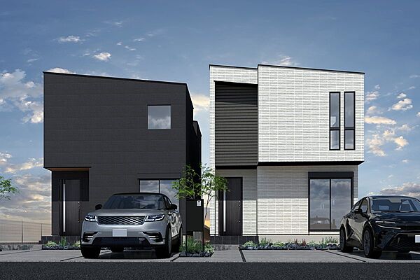 ■CGイメージパース/（右から）3号地、4号地外観パース■（建物未完成のためイメージパースです）