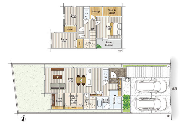 【3LDKS】建物面積にはインナーバルコニー4.96ｍ2を含む。