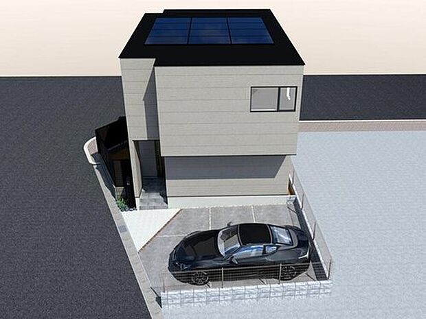 【【鳥瞰イメージパース】】太陽光システム搭載。家計や環境にやさしい住まいです。