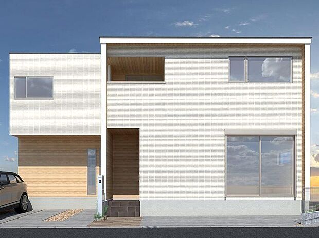 CGイメージパース/3号地外観パース
2階の9.1帖の洋室は、将来のライフスタイルに合わせて間仕切りが可能なフレキシブルな空間。（建物未完成のためイメージパースです）