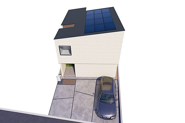 【2号地鳥瞰パース】
家計や環境にやさしい太陽光システム搭載。
