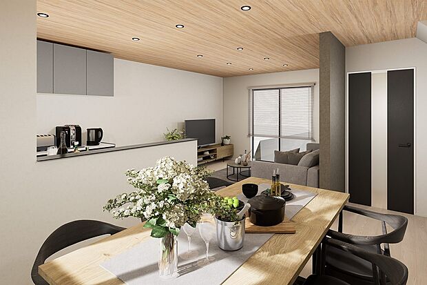 【ダイニングイメージパース】明るいダイニングスペースです。