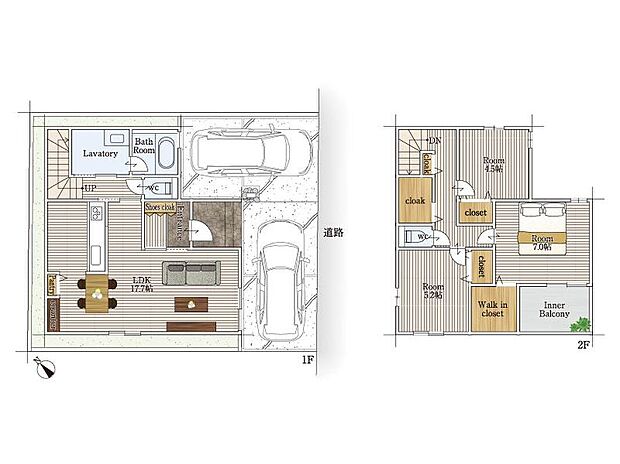 【3LDK】建物面積にはインナーバルコニー4.97m2を含む。