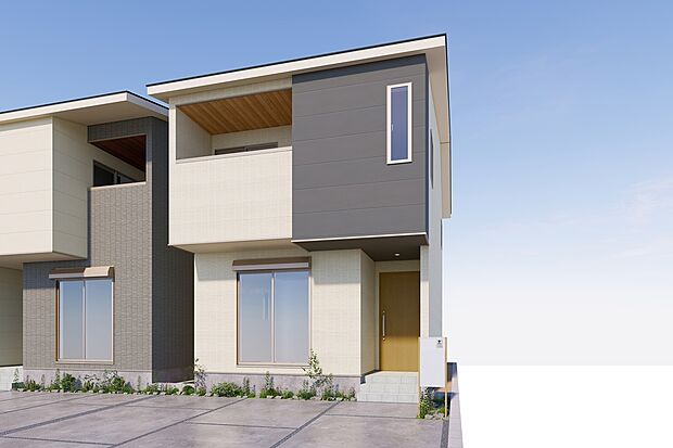 【CGパース/1号地外観(イメージ)】6帖超えの小屋裏収納があり、季節外れのアイテムや大型グッズをしまえるため、お子さんがいるご家庭や趣味が豊富な人にとって便利です!