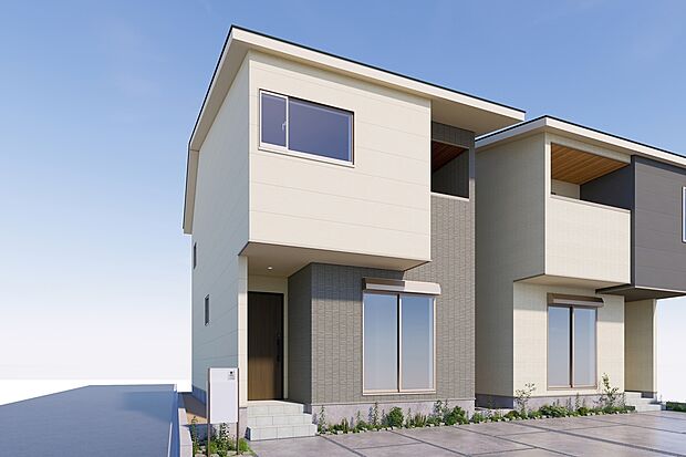 【CGパース/2号地外観(イメージ)】リビング⇔洗面所への動線がスムーズ。
リビング内に2箇所CLを設け、日用品の収納に便利です。