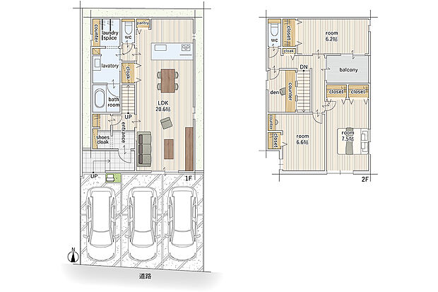 【3SLDK】建物面積にはポーチ部分0.07m2を含む