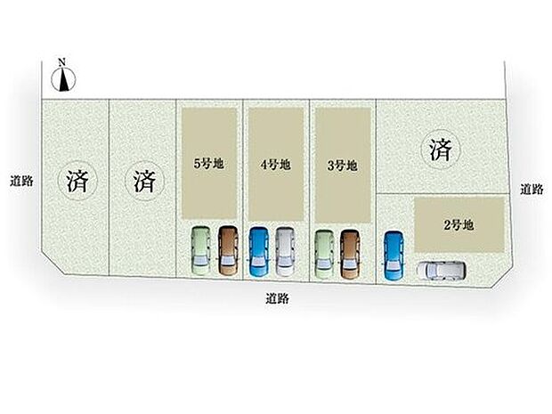 【区画図】南道路から明るい光が差し込みます。駐車2台可能☆