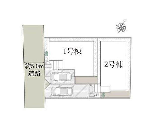 ≪全体区画図≫
◎前面道路は約5m。車通りの少ないエリアなので小さいお子様も安心です♪
◎高い資産価値と品質♪長期優良認定住宅♪