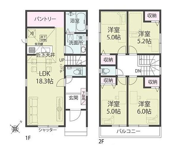 (1号棟)、価格5199万円、4LDK、土地面積100.14m2、建物面積93.15m2