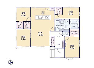 ◇家事がしやすいワンフロアで将来も安心◎
◇パントリーやSIC、全居室WIC付きの収納豊富な間取り♪
◇洗う→干す→畳むが一か所で完結するランドリールーム♪ 