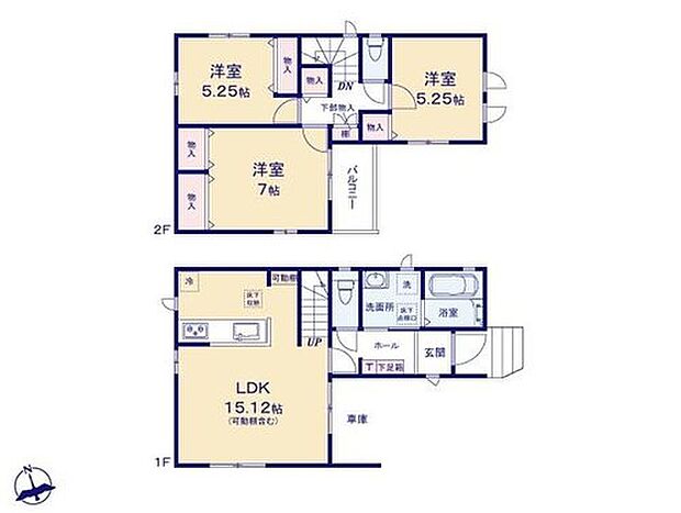 【3LDK】◇ご家族が集うLDKは太陽の恵みたっぷりの三面採光♪
◇家族のコミュニケーションを重視した対面式キッチン・リビングイン階段プラン♪
◇個の時間を大切にする居室をしっかり分け合える2階3居室プラン♪