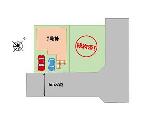 【全体区画図】車種により、カースペース2台分ございますので、家族分の自転車を駐輪したり、来客用の駐車スペースとしてもお使いいただけます♪