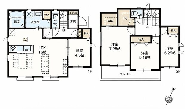 【4LDK】リビングと廊下をつなぐ、生活動線に配慮された洗面室♪
タオルや日用品もすっきり片付くランドリー収納♪
家族の衣類を1か所に収納可能♪ファミリークローゼット付き♪