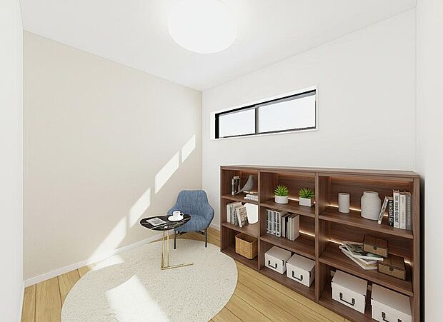 【洋室E※イメージパース】■暮らしの可能性を広げる、マルチユースな約3.8帖の納戸付。ワークスペースとして、趣味の部屋としてなどあなたの「したい」を叶えます。