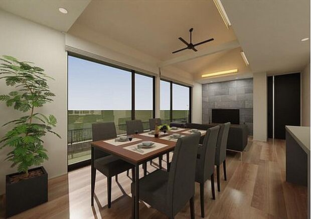 【No.4　LDK】LDK一体で伸びやかな空間です。家族が自然と集まる居心地の良いLDK。