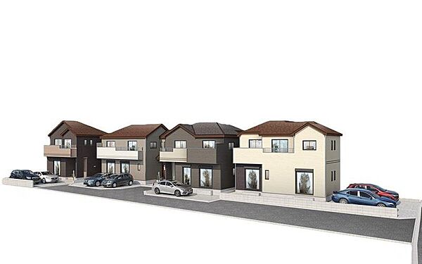 街並み完成予想パース　徒歩15分圏内に商業施設が多数あり♪ 主要道路にもアクセスしやすい好立地！