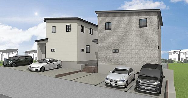 完成予想パース
○高耐震・省エネ性能を備えた安心設計で、家族が長く快適に暮らせる住まいです。