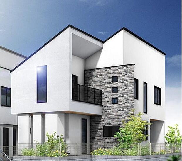 【プラン例 建物価格2180万円 建物面積面積100平米】Fredge(フレッジ)アクセントの石の印影が映し出す、豊かな個性。拘りぬいたデザインがファサードに重厚感漂う風格をもたらします。