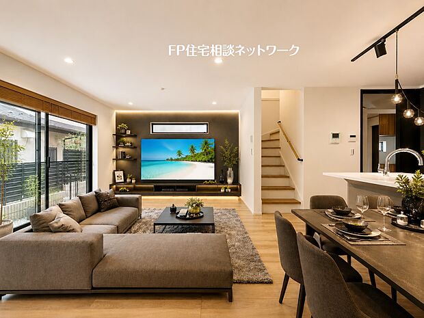 ■リビング■本画像はAIがCGで家具作成しており、実際の現地に家具は設置されておりません。また、販売価格に家具、小物等は含まれておりません。