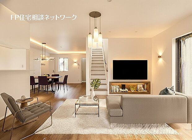 ■リビング■本画像はAIがCGで家具作成しており、実際の現地に家具は設置されておりません。また、販売価格に家具等は含まれておりません。