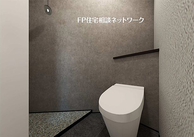 完成予想図 ウォシュレット、暖房便座機能付のトイレです。従来型に比べ節水効果があり、お手入れもしやすいので、家計も家事の負担も軽減してくれます。