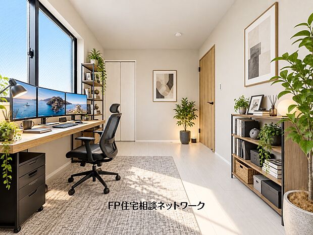 【洋室】本画像の家具、PC、植栽等はCG生成の配置イメージです。販売価格にこれらは含まれず、付帯しません。