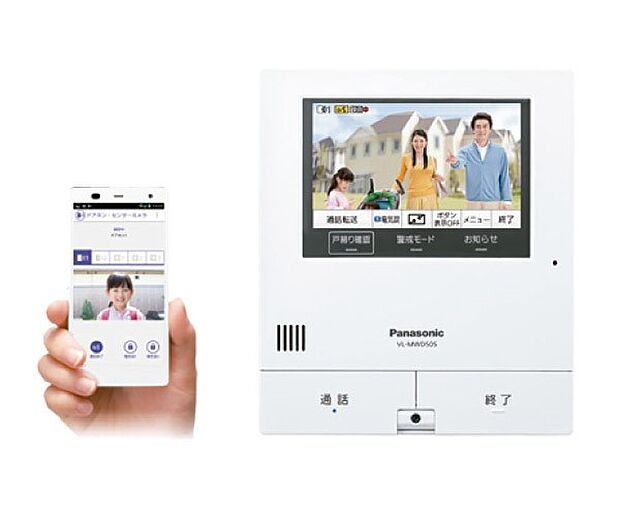 【【Panasonic】外でもドアホン】スマートフォンと連動し、外出先での訪問者の対応・確認や、ビデオ通話などを使った家族間の連絡が可能です。