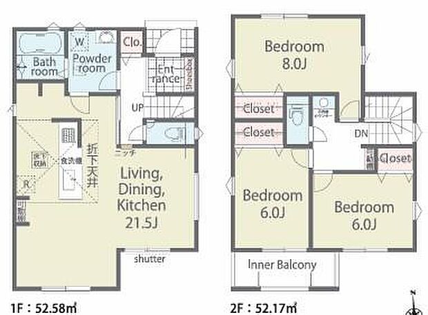 (1号棟)、価格2499万円、3LDK、土地面積151.43m2、建物面積104.75m2
