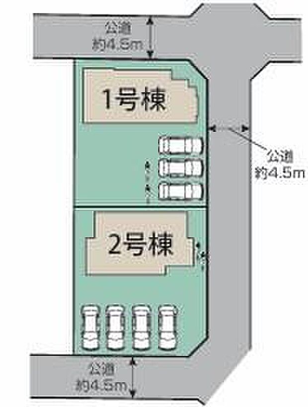 【区画図】カースペースは3~4台分ご用意しております