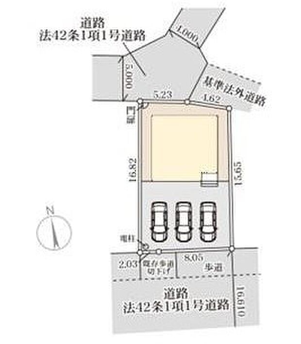 【全体区画図】カースペースは3台分ご用意しております。