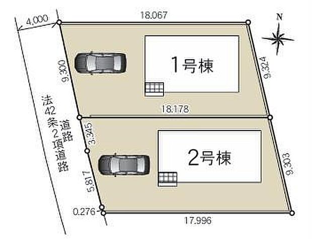 【全体区画図】カースペースは2~3台分ご用意しております!