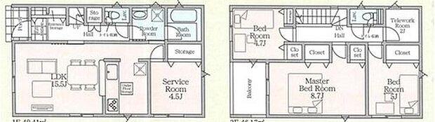 【3LDK+S】ご家族が集うLDKは広々15.5帖!
2帖のテレワークルーム完備!