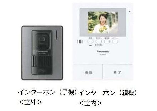 【TVモニター付きインターホン】手放し通話ができ、 送話表示灯で送話・受話状態が確認できます。 映像と音声で玄関先の様子をチェックできる モニター機能や、夜間の訪問者の顔も確認できる LEDライトを装備しています。