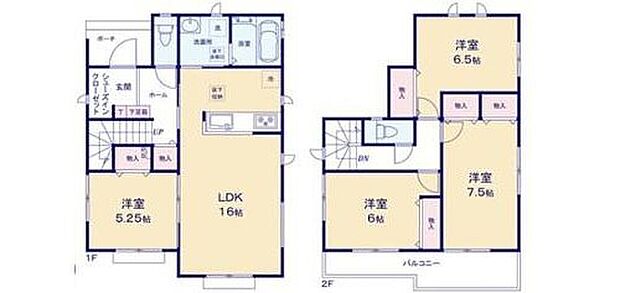 【4LDK】ご家族が集うLDKは広々16帖!
シューズクローク完備♪