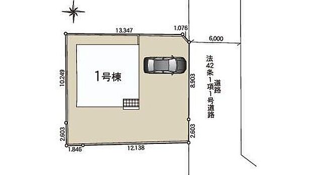 【全体区画図】カースペースは2~3台分ご用意しております