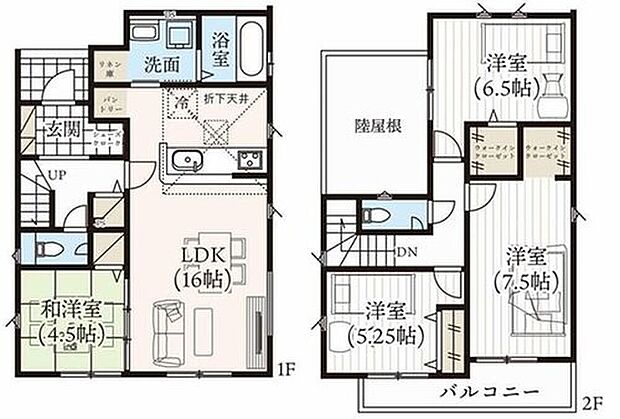 【4LDK】ご家族が集うLDKは広々16帖!
ウォークインクローゼット完備!
