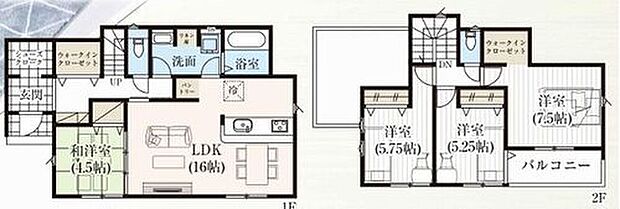 【4LDK】ご家族が集うLDKは広々16帖!
ウォークインクローゼット完備♪
