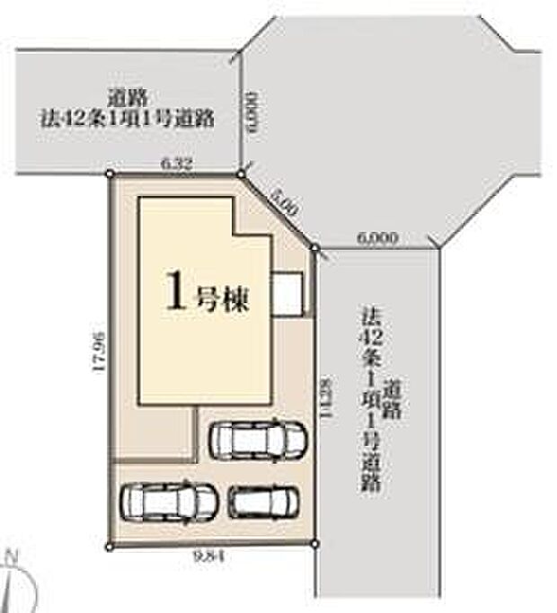 【全体区画図】カースペースは2～3台分ご用意しております