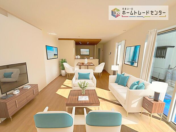 現況の物件写真に、CG による画像処理を行っています。家具、家電、照明器具、小物、カーテン、その他のイメージはCG です。