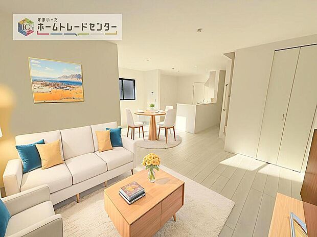 現況の物件写真に、CG による画像処理を行っています。家具、家電、照明器具、小物、カーテン、その他のイメージはCG です。