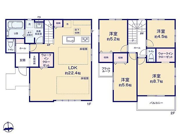 (1号棟)、価格5599万円、4LDK、土地面積132.08m2、建物面積105.02m2