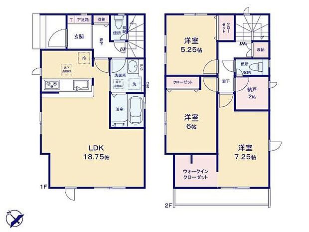 (1号棟)、価格2980万円、3LDK+S、土地面積88.43m2、建物面積95.22m2