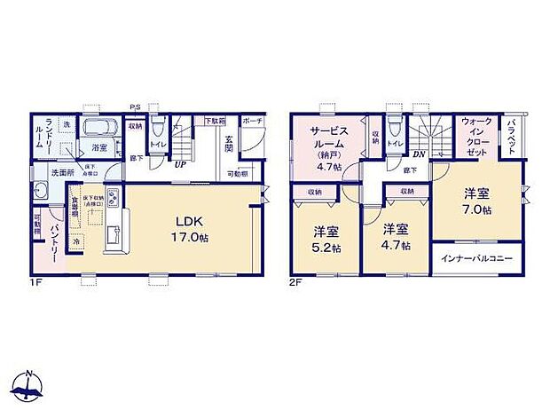 (1号棟)、価格3480万円、3LDK+S、土地面積190.44m2、建物面積112.62m2