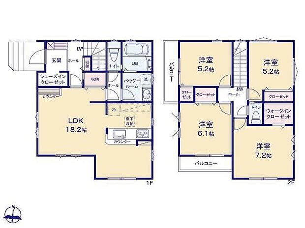 (1号棟)、価格5399万円、4LDK、土地面積100.71m2、建物面積101.95m2
