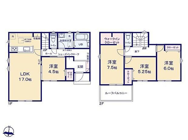 (1号棟)、価格3680万円、4LDK、土地面積117.52m2、建物面積102.68m2 