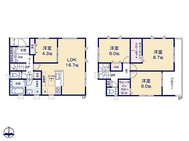 (1号棟)、価格4380万円、4LDK、土地面積100.05m2、建物面積102.67m2