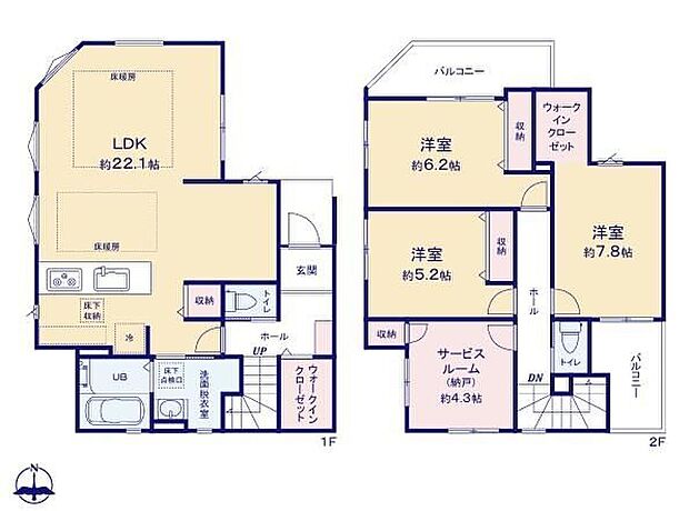 (4号棟)、価格5999万円、3LDK+S、土地面積100.19m2、建物面積106.55m2