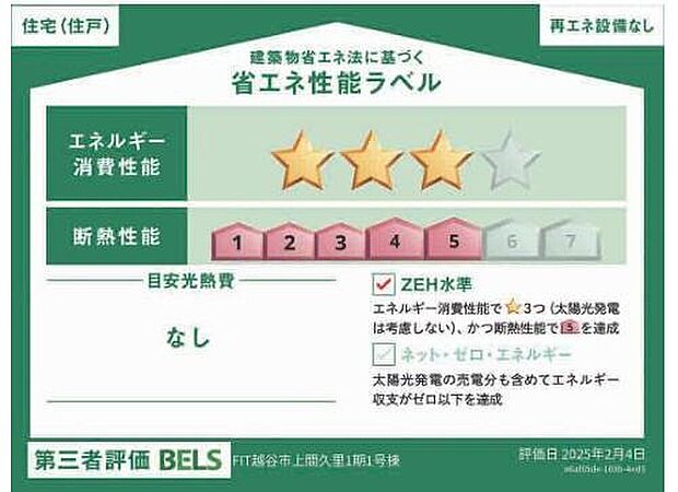 【【省エネ性能ラベル】】こちらの物件はZEH水準を満たした、省エネ性能に優れた物件です。光熱費を抑えて暮らすことができるだけでなく、「熱の入りにくさ・逃げにくさ」という観点でも影響を受けにくい建物のため、長く快適にお過ごしいただけます♪※本ラベルは特定の住戸の性能を示すものであり、全ての住戸の性能を示すものではありません。