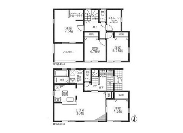 【4LDK】◆リビングが見渡せる対面キッチン
◆動きやすいまとまった水回り設計
◆ＷＩＣやストレージルームなど収納も充実！